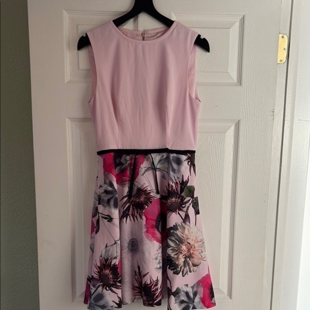 NWOT Ted Baker Seedda Neon Poppy Crepe Dress